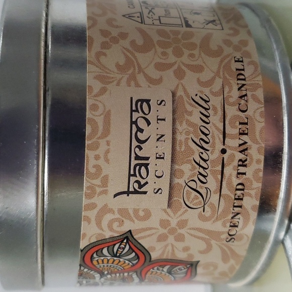 Karma. Set of 3 Candles; Tin Containers; Patchouli, Sandalwood & Jasmine. NWT - Picture 3 of 12